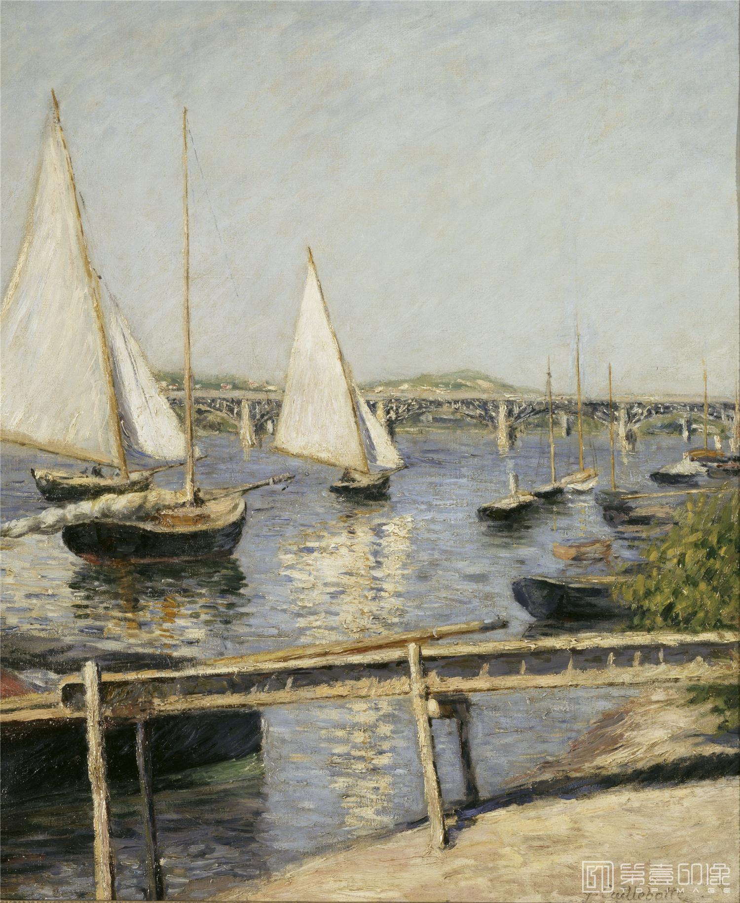 油画-巴黎奥赛博物馆-Gustave Caillebotte-Sailing Boats at Argenteuil-106